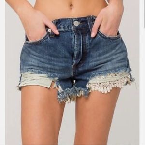 We The Free Daisy Chain Lace Denim Shorts